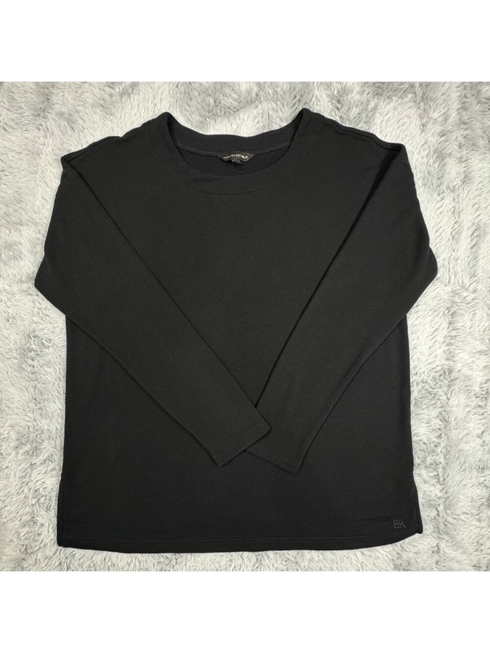 Banana Republic Womens Large Black Long Sleeve Crewneck Top Rayon Viscose Blend